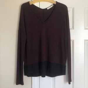 Rag & Bone V Neck Burgundy & Black Sweater Sz S